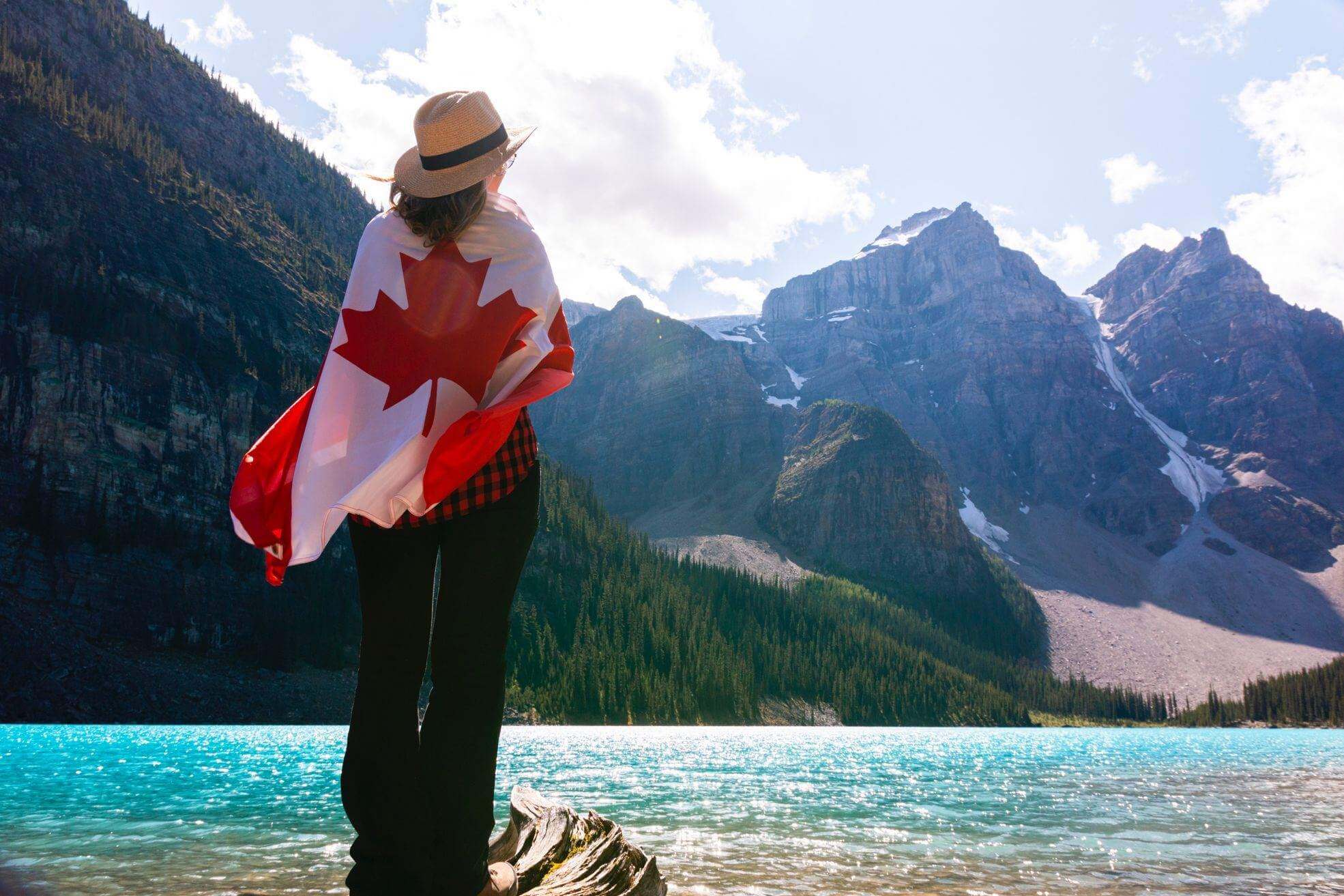 woman with canadian flag