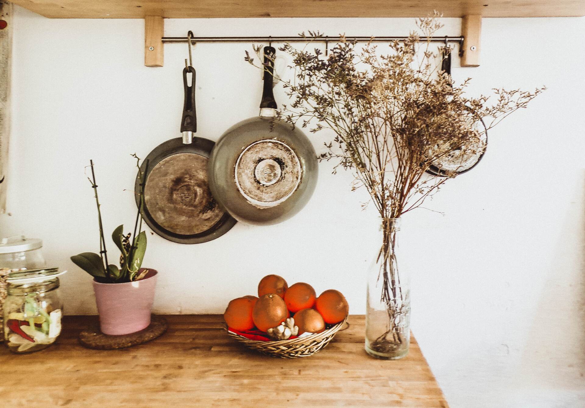 Old kitchenware on the wall