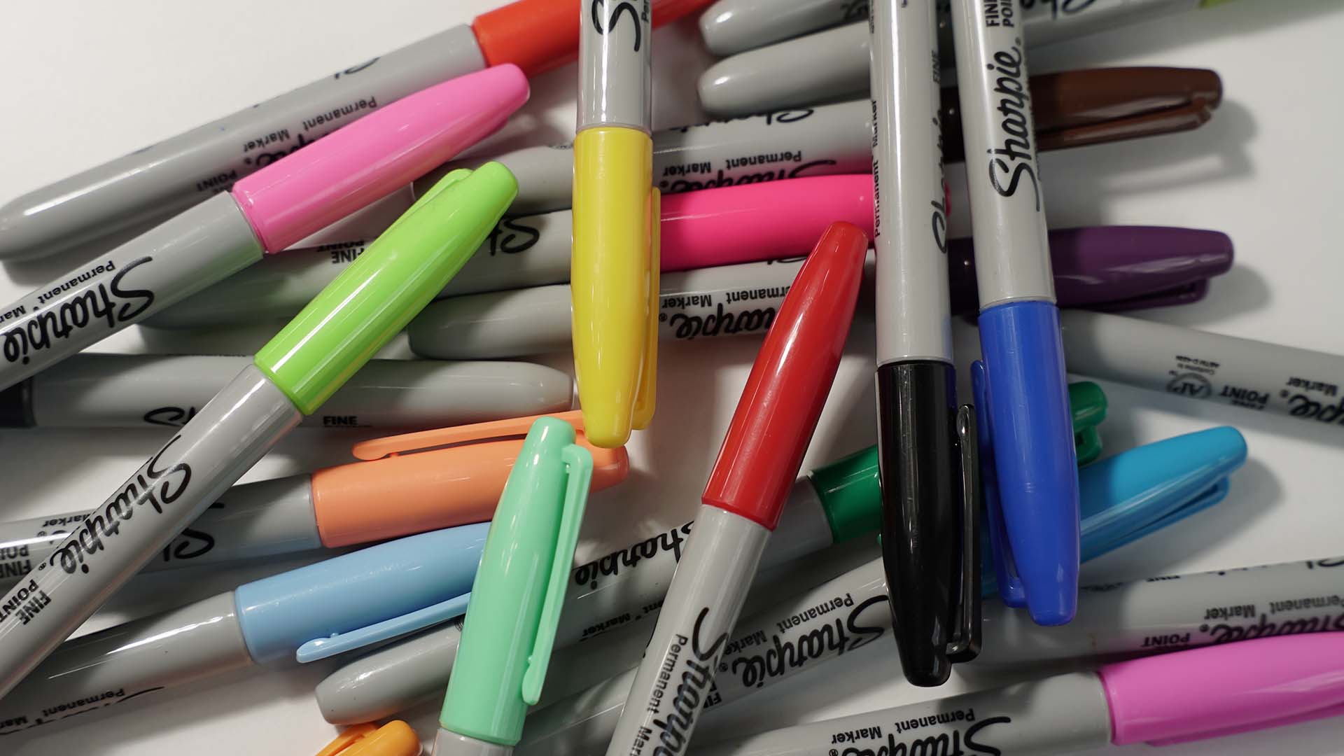 A bunch of colored Sharpie permanent markers