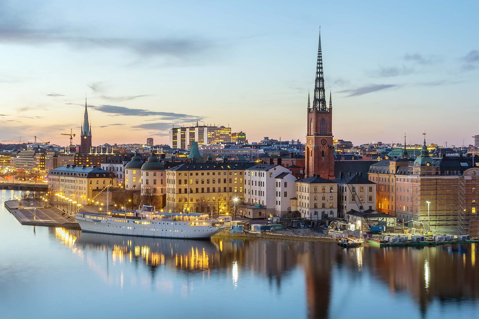 view of Riddarholmen from the Sodermalm island in Stockholm, Sweden