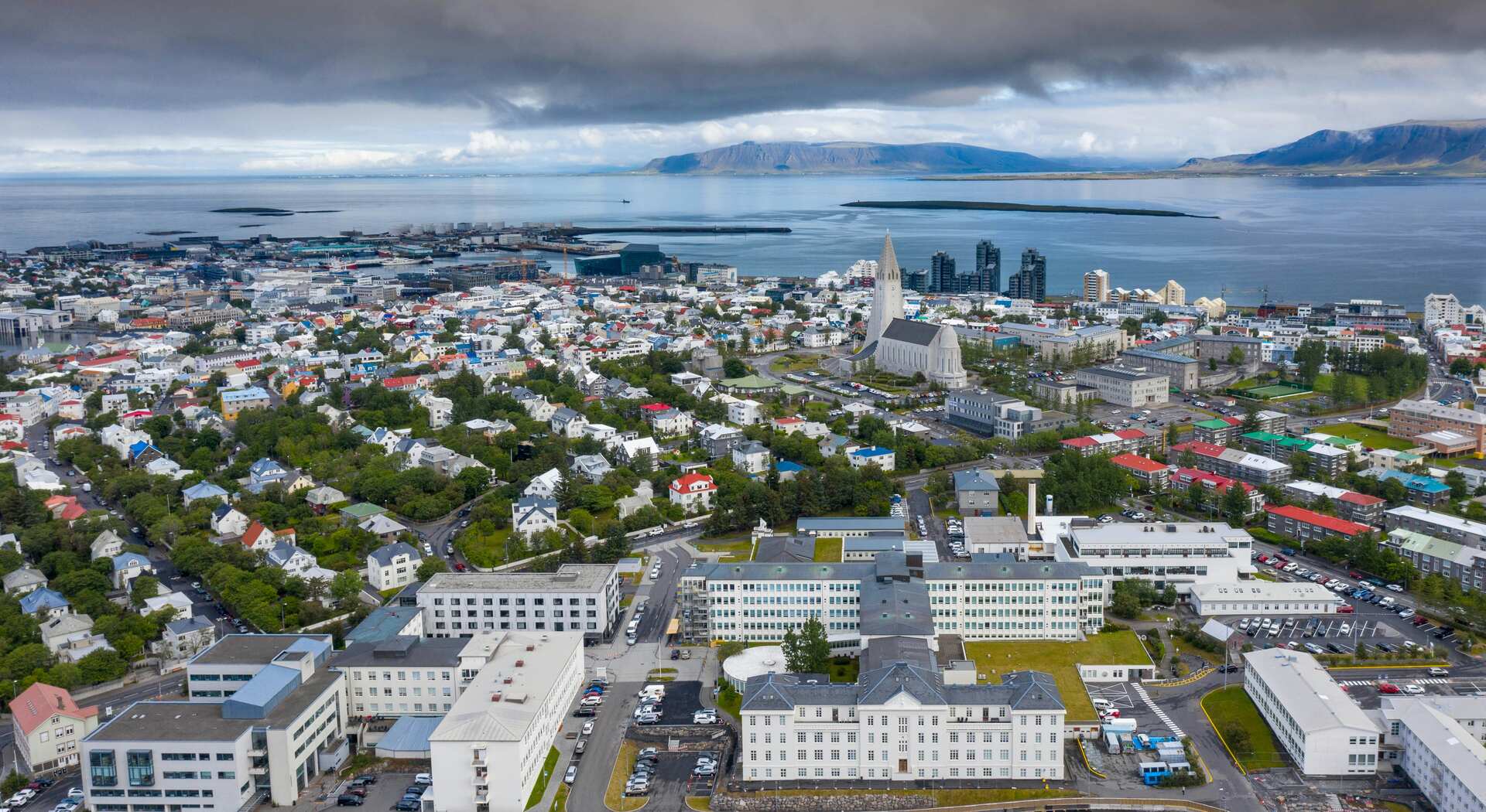 Aerial view of Reykjavík, Iceland